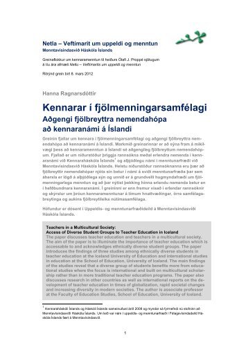 Kennarar í fjölmenningarsamfélagi - Netla - Háskóli Íslands