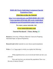 BSHS 402 Week 4 Individual Assignment Special Populations Paper/TutorialRank