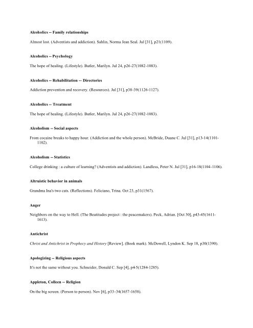 Adventist Review -- Author Index 2003 v180 Jul-Dec