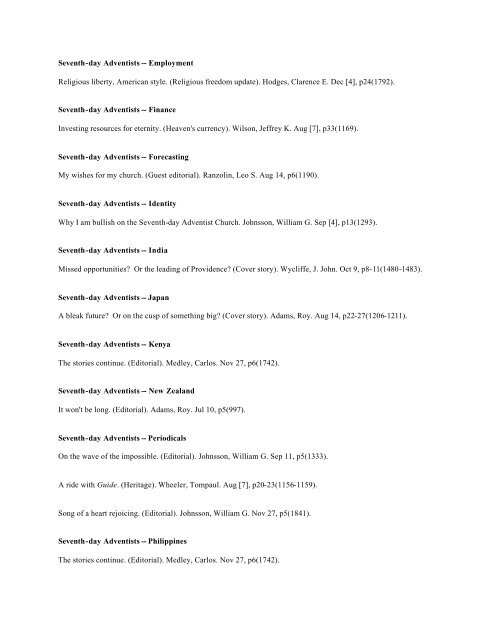 Adventist Review -- Author Index 2003 v180 Jul-Dec