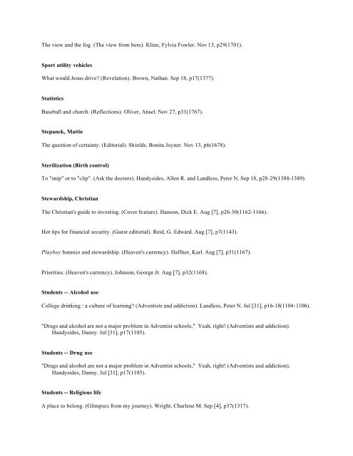 Adventist Review -- Author Index 2003 v180 Jul-Dec