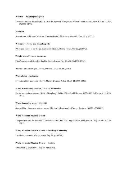 Adventist Review -- Author Index 2003 v180 Jul-Dec