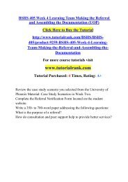 BSHS 405 Week 4 Learning Team Making the Referral and Assembling the Documentation (UOP)/TutorialRank