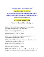 BSHS 441 Entire Course/TutorialRank