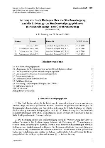 Satzung der Stadt Ratingen über die Straßenreinigung