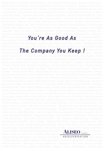 You're As Good As The Company You Keep ! - Aliseo GmbH Germany