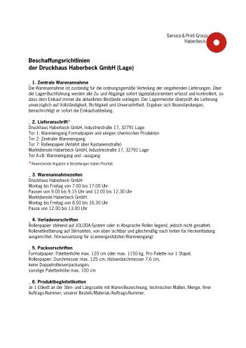 Beschaffungsrichtlinien der Druckhaus Haberbeck GmbH (Lage)