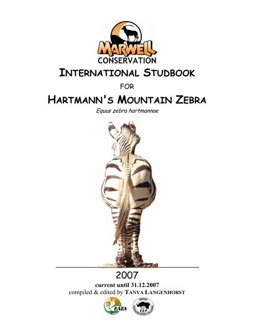 International Studbook Hartmann S Mountain Zebra Marwell Zoo