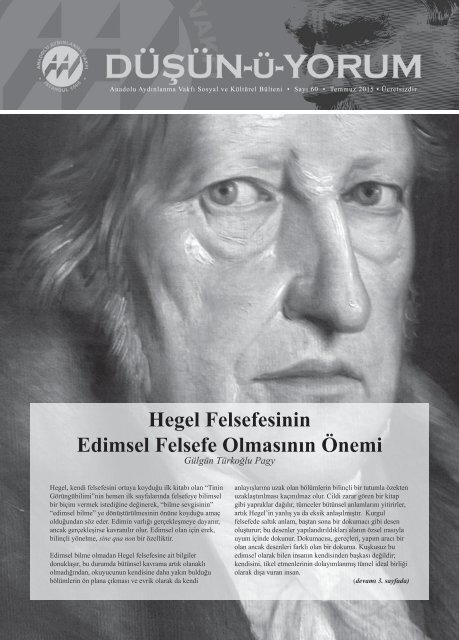 Hegel Felsefesinin Edimsel Felsefe Olmasının Önemi