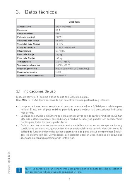 Ditec REXS Automatismo para puertas correderas