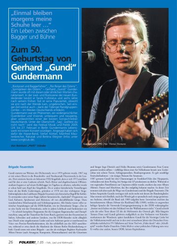 Zum 50 Geburtstag von Gerhard „Gundi“ Gundermann