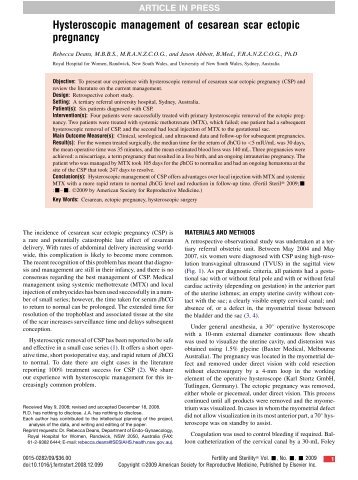 Hysteroscopic management of cesarean scar ectopic pregnancy