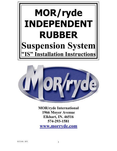 MOR/ryde INDEPENDENT RUBBER Suspension System