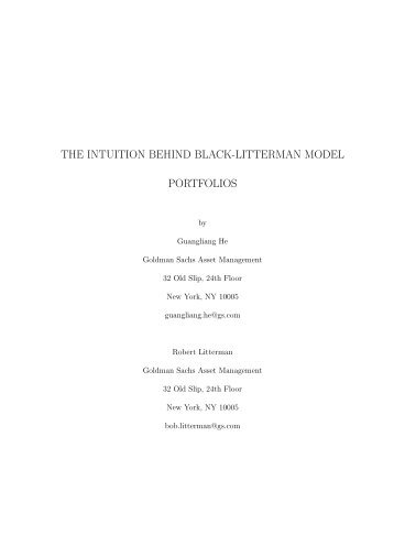 THE INTUITION BEHIND BLACK-LITTERMAN MODEL PORTFOLIOS