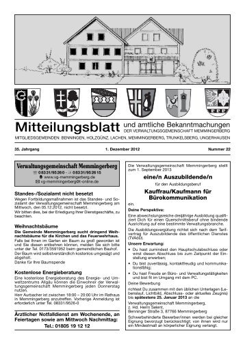 Mitteilungsblatt - Verwaltungsgemeinschaft Memmingerberg