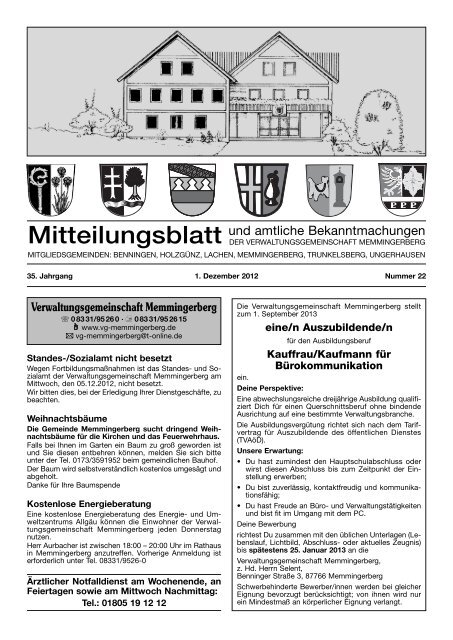 Mitteilungsblatt Verwaltungsgemeinschaft Memmingerberg
