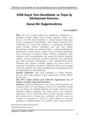 6356 SayÄ±lÄ± Yeni Sendikalar ve Toplu Ä°Å SÃ¶zleÅmesi Kanunu: Genel ...