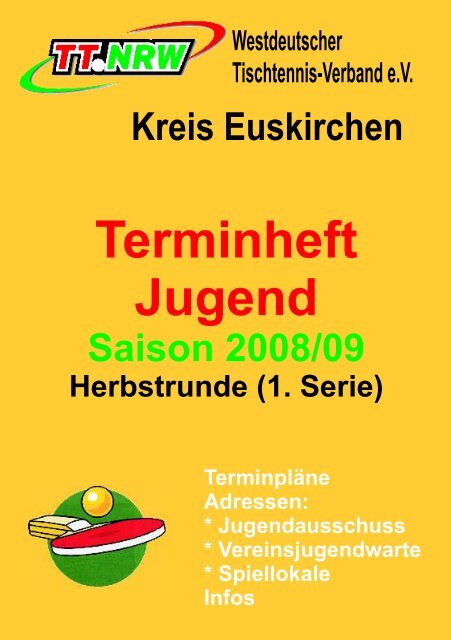 Terminheft Jugend Saison 2008 - Tischtennis - Kreis - Euskirchen