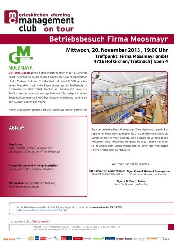 Betriebsbesuch Firma Moosmayr