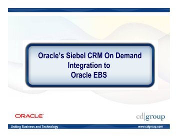 Oracle’s Siebel CRM On Demand Integration to Oracle EBS