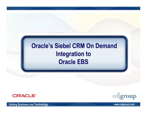 Oracle’s Siebel CRM On Demand Integration to Oracle EBS