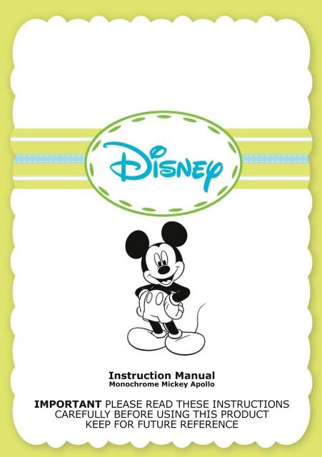 Apollo V2 Twin Monochrome Mickey Instructions - Obaby