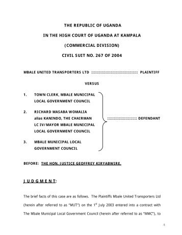 THE REPUBLIC OF UGANDA - Hon. Justice Kiryabwire Geoffrey