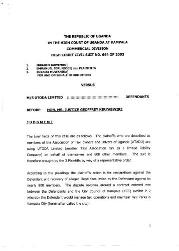 Ibrahim Buwembo & 2 Others V UTODA Ltd