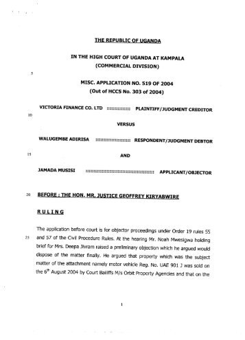 Victoria Finance Co. Ltd V Walugembe Adrisa & Anor - Hon. Justice ...