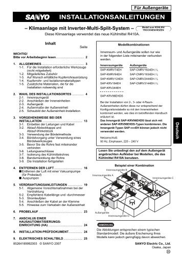 INSTALLATIONSANLEITUNGEN â€“ Klimaanlage mit Inverter-Multi ...