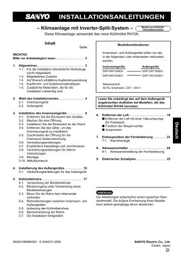 INSTALLATIONSANLEITUNGEN â€“ Klimaanlage mit Inverter-Split ...