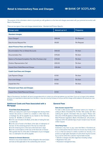 Information Retail & Intermediary Sheet Fees Fees and and Charges Charges