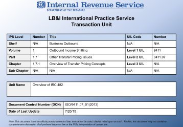 LB&I International Practice Service Transaction Unit