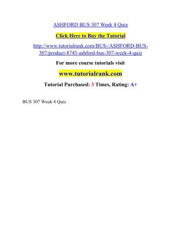 ASHFORD BUS 307 Week 4 Quiz/ Tutorialrank