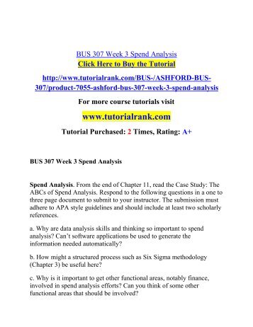 BUS 307 Week 3 Spend Analysis/ Tutorialrank