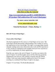 BUS 307 Week 5 Final Paper/ Tutorialrank