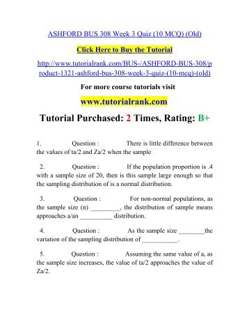 ASHFORD BUS 308 Week 3 Quiz/ Tutorialrank