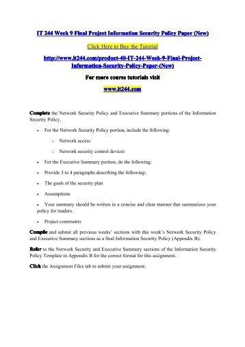 IT 244 Week 9 Final Project Information Security Policy Paper (New)