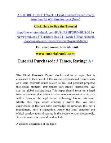 bus 311 week 5 research paper bus 311 week 5 research paper