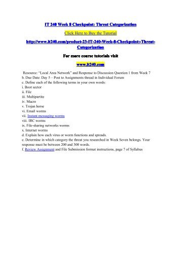 it 240 threat categorization View notes - it 240 week 8 checkpoint threat+categorization from it 240 at university of phoenix intro to lan technologies threat categorization intro to lan technologies threat. it 240 threat categorization View notes - it 240 week 8 checkpoint threat+categorization from it 240 at university of phoenix intro to lan technologies threat categorization intro to lan technologies threat.