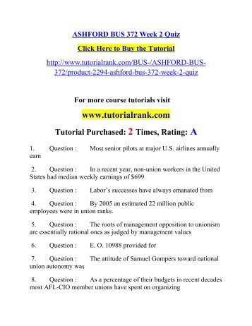 ASHFORD BUS 372 Week 2 Quiz/ Tutorialrank