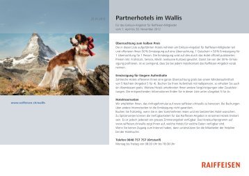 Partnerhotels im Wallis - Raiffeisen MemberPlus