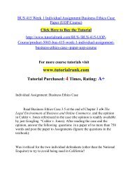 BUS 415 Week 1 Individual Assignment Business Ethics Case Paper/ Tutorialrank