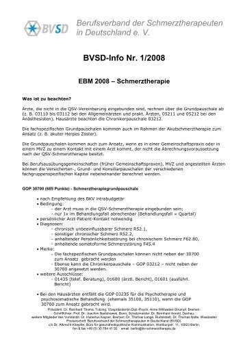 BVSD-Info Nr. 1/2008 EBM 2008 - Berufsverband der Ärzte und ...