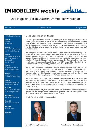 113 AD NEU IMMOBILIEN weekly Ausgabe 111 vom 20 April 2011