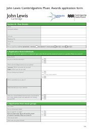 John Lewis Cambridgeshire Music Awards application form