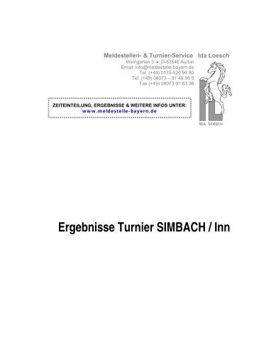 Ergebnisse Turnier SIMBACH / Inn