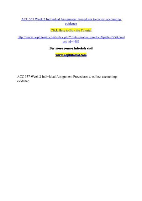 ACC 557 Week 2 Individual Assignment Procedures to collect accounting evidence.pdf