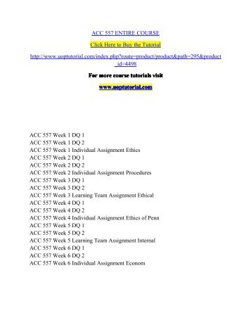 ACC 557 ENTIRE COURSE