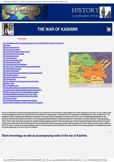 THE WAR OF KASHMIR